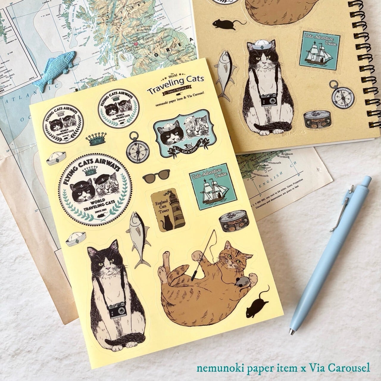 世界を旅する猫たち シールシート | Via Carousel