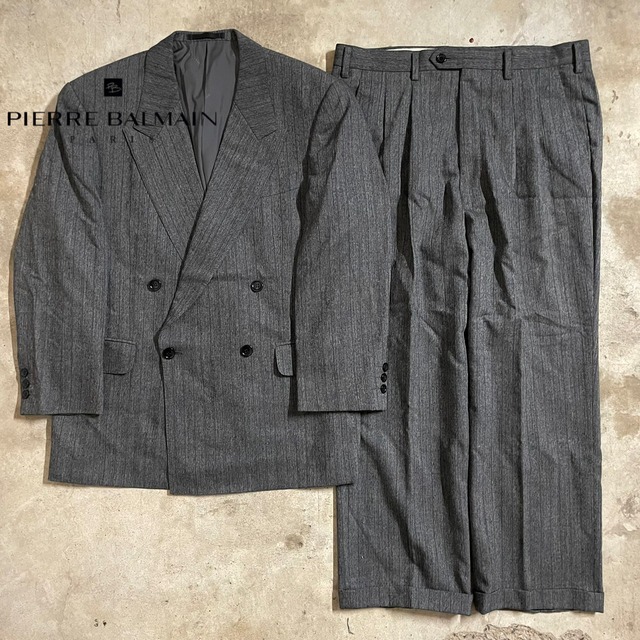 〖Pierre BALMAIN〗wool double setup suit/ピエールバルマン ウール ダブル セットアップ スーツ/msize/#0513/osaka