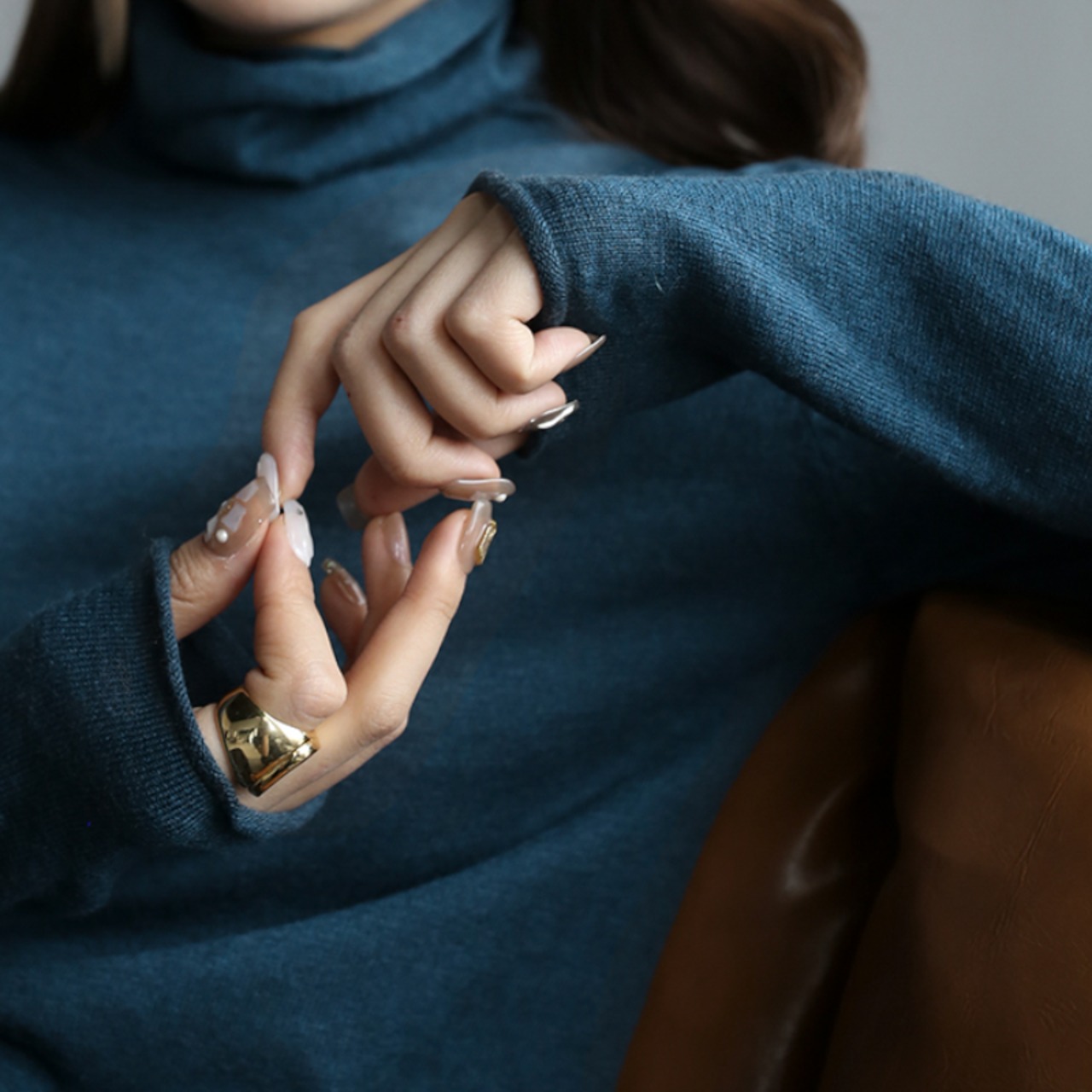 タートルネックニットトップ 7color A00953