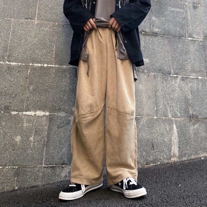 カジュアルパンツ スタンダードルーズコーデュロイ レトロ ペンダント ケッペル41677293959