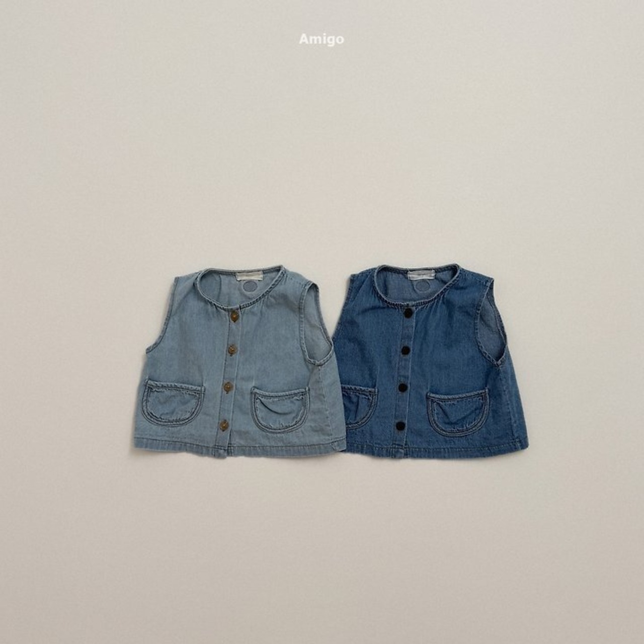 【取寄/韓国直送】Amigo 26/SM  ラウンドデニムベスト｜夏服｜韓国子供服