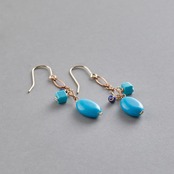 カジュアルデザイン！ターコイズ×ラピスラズリピアス mm1194
