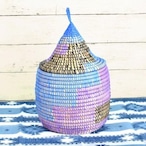 セネガル かご 三角蓋つき ブルーパープル(直径19㎝)