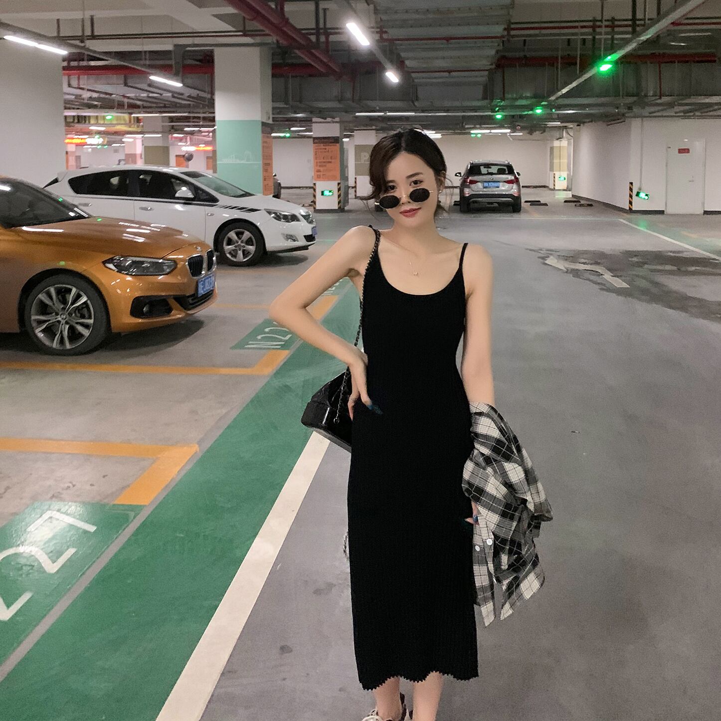 スプリングサマースタンダードスタイルドレス スリムブラックスカート レトロ 春物 夏物 6Du_Shop_Women10518477434