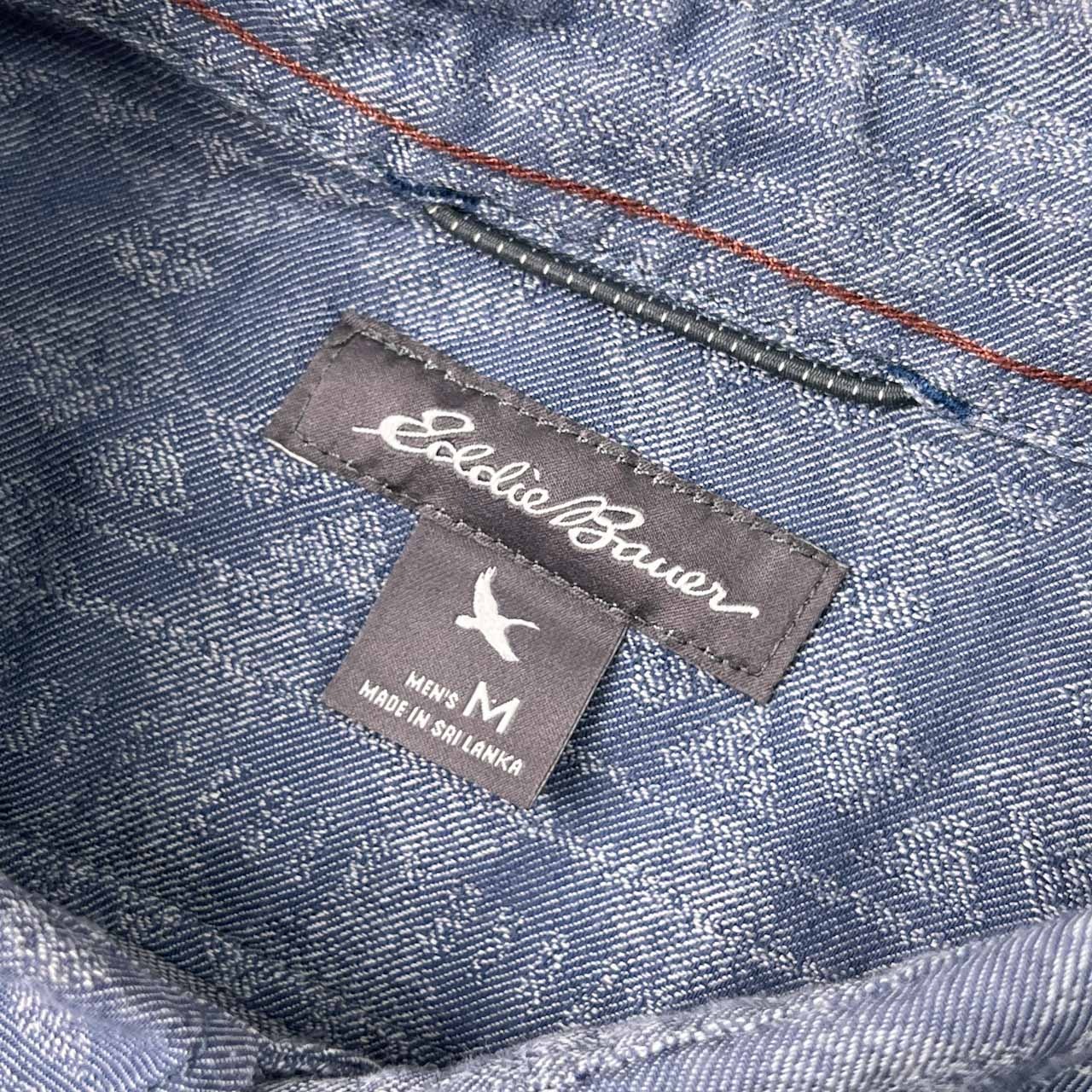 Eddie Bauer エディーバウアー ポケット 総柄 半袖シャツ M/くすみブルー系 メンズ