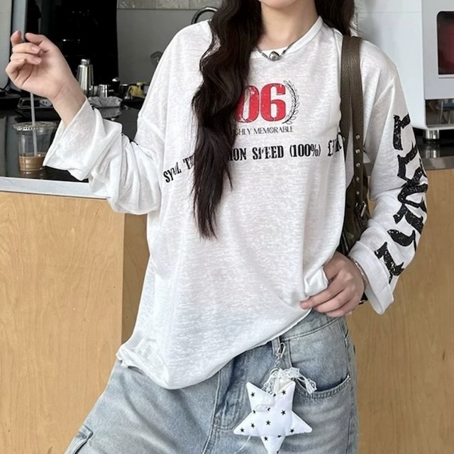 ビッグナンバリンググラフィックルーズフォルムTシャツ 1col R02472