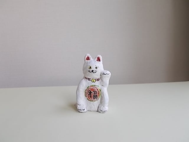 インテリア 紙粘土 人形 オブジェ 招き猫 福とスズ | Pay ID
