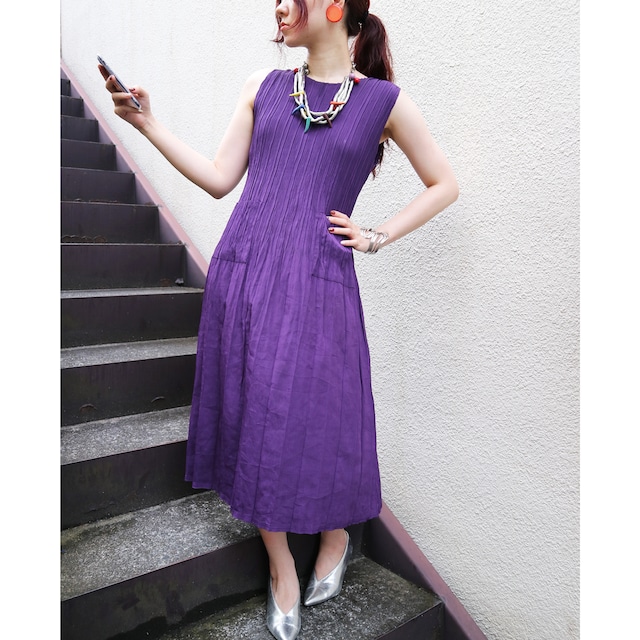 Purple pleats onepiece