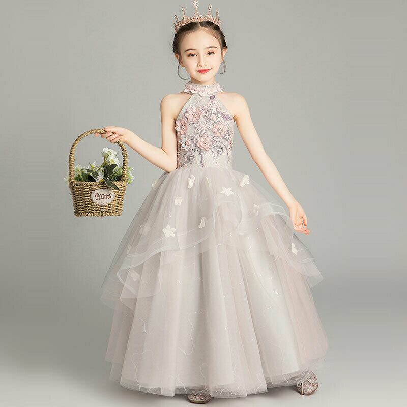 女の子ドレス ホルターネック レース スパンコール 子どもドレス 花童 発表会 結婚式 ピアノ 演奏会 子供服 女の子 ワンピース ピンク 100cm 110cm 1cm 130cm 140cm 150cm 160cm Elegant