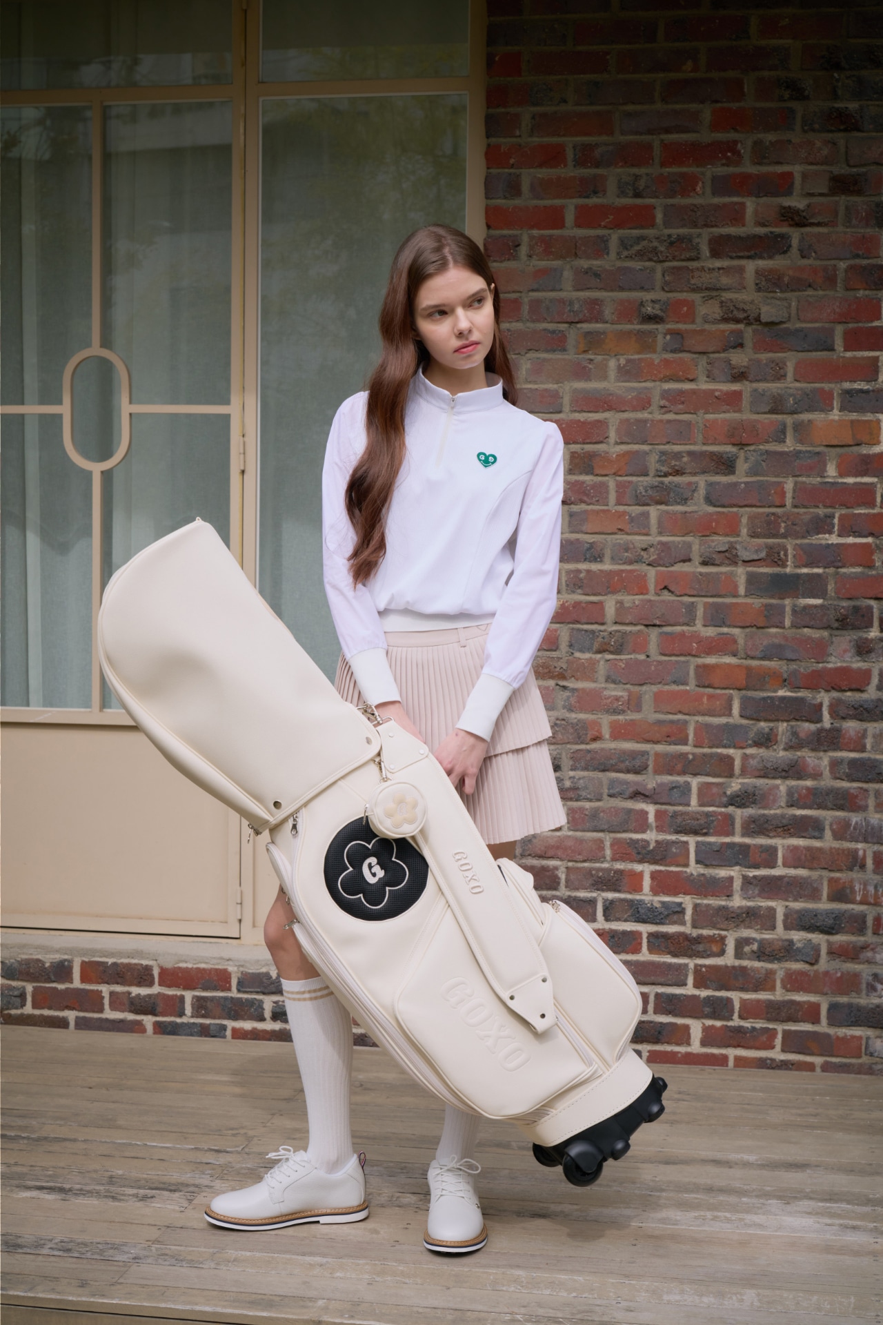 GOXO ゴーエックスオー キャディーバッグ フラワーホイールバック ベージュ