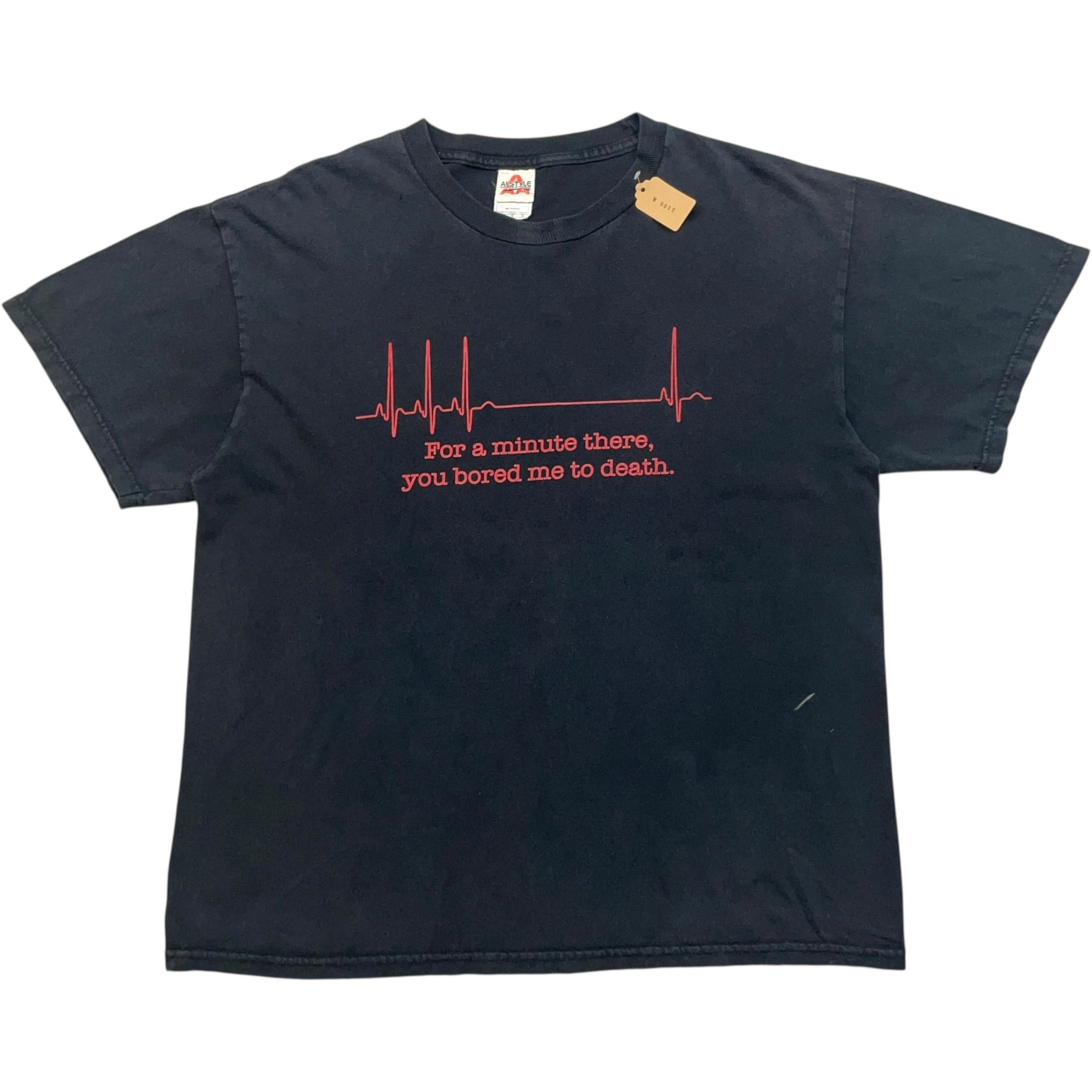 《L》ALSTYLE APPAREL & ACTIVEWEAR Tシャツ 心電図 メッセージ フロントプリント ブラック no.8685