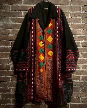 【Caka act3】"モン族" Embroidery Design Vintage Loose Coat