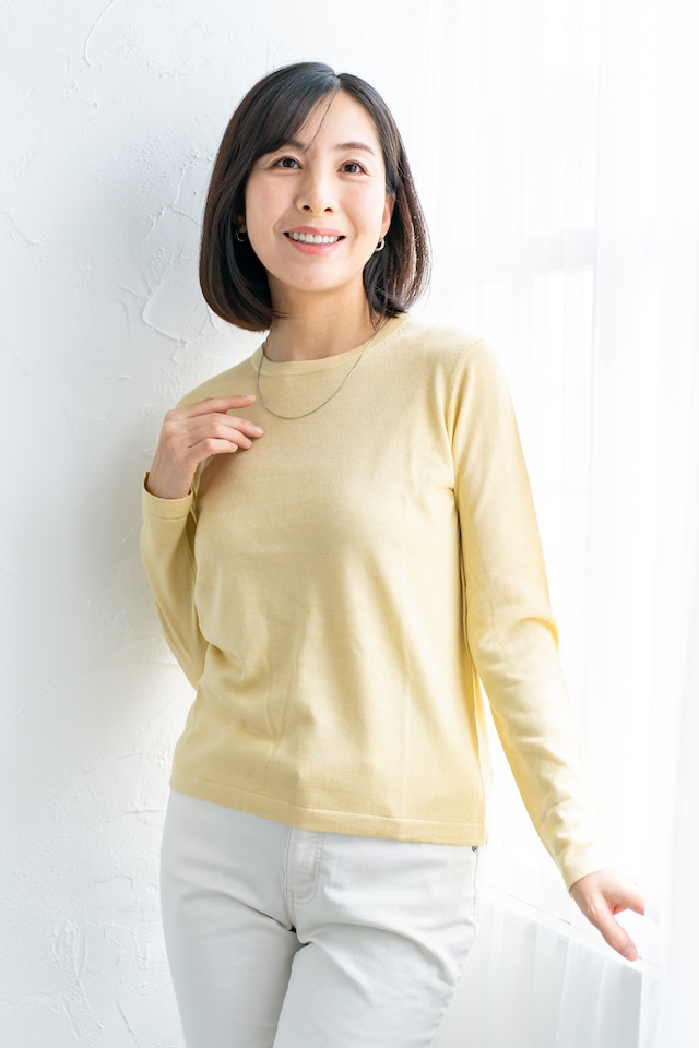 Kagerou - 陽炎/シャンパンイエロー　（通年セーター/長袖）　シルク85%/カシミヤ15%