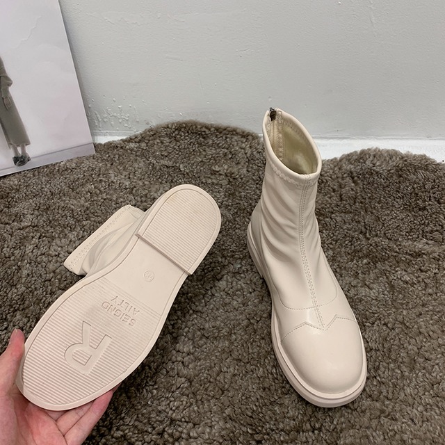 薄手ブーツショートウィンタースリーブソリッド カラー 靴 シューズ 冬物 ソリッドカラー フェイクシューズ34997888723