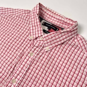 TOMMY HILFIGER トミーヒルフィガー チェック柄 シアサッカー BD 半袖シャツ サイズ L /ピンク/メンズ