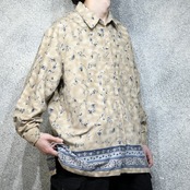 flower pattern fake suede shirt