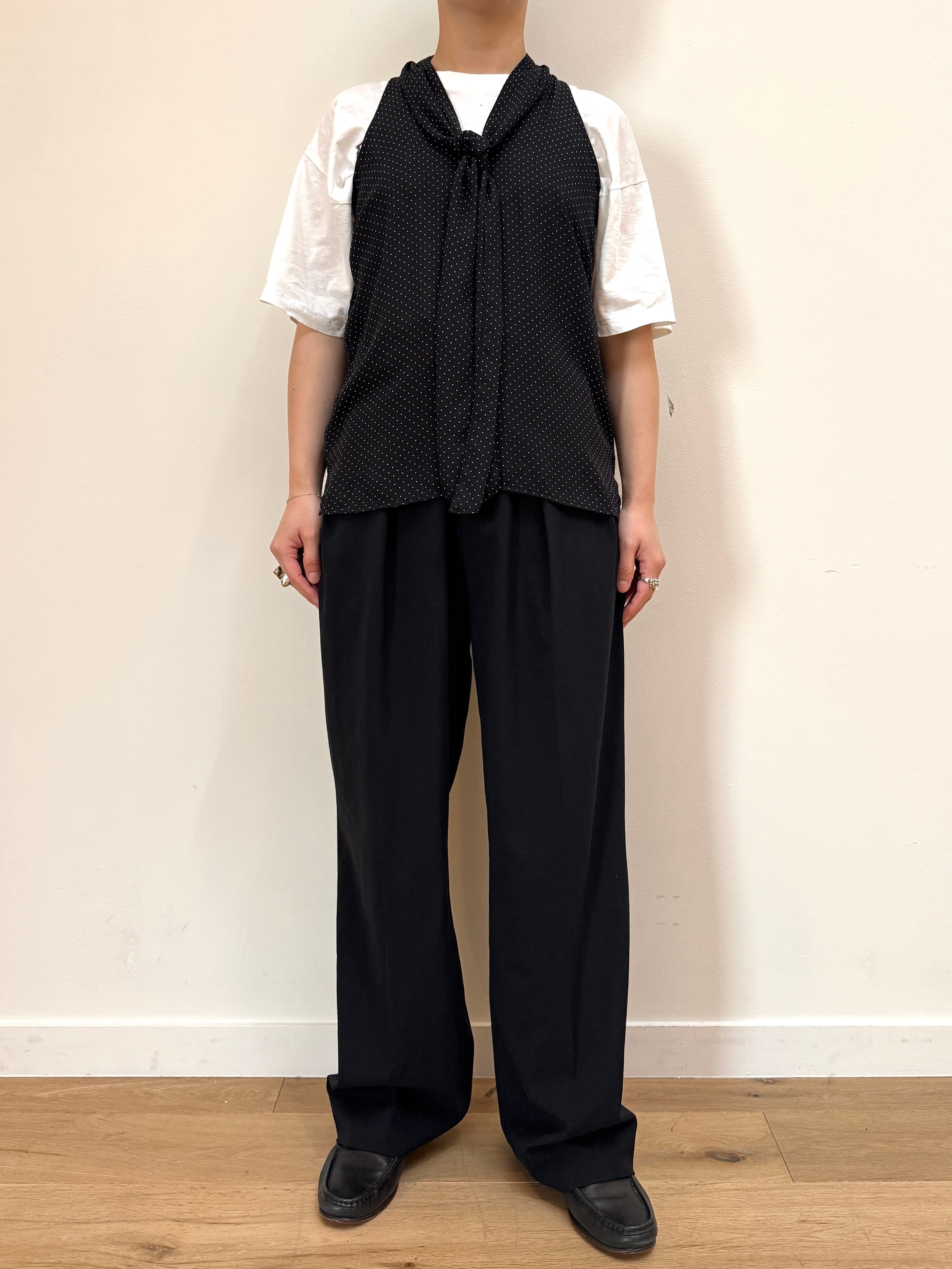 BL12-3 USED DOT BOW BLOUSE -BLACK-
