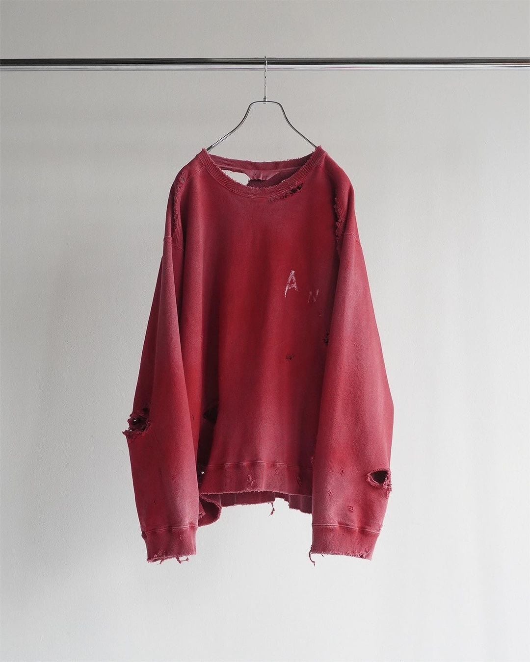 24AW】ANCELLM CRASH UNEVEN OVER SWEAT SHIRTS（RED）ANC-CT65