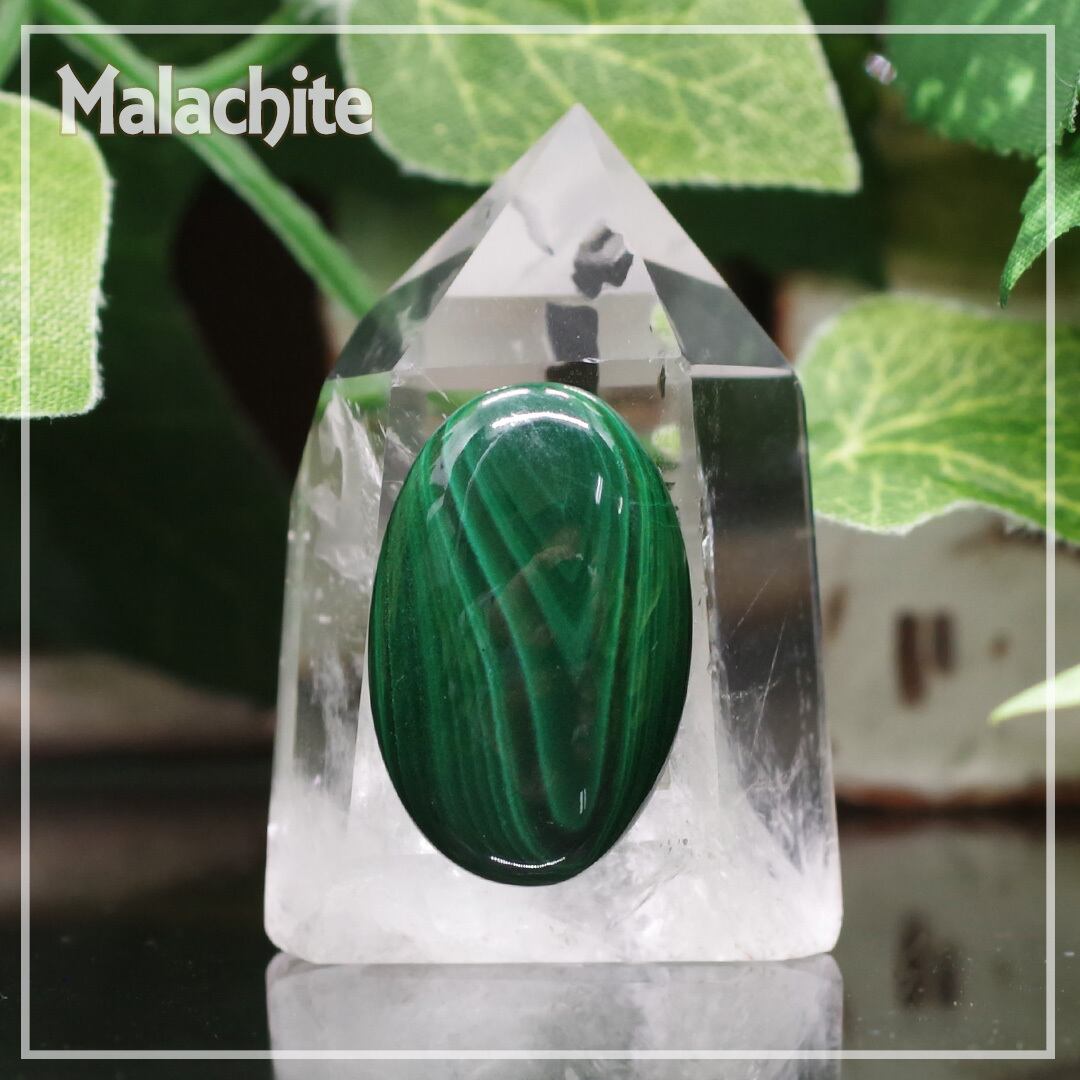 孔雀石・26mm×16mm『マラカイト』ルース(マクラメ編み加工可)