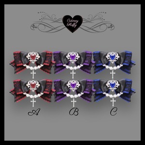 ヘアクリップ　十字架　量産型　ロリータ　地雷　ゴスロリ　推しカラー　黒　赤　レッド　紫　パープル　青　ブルー　パール　ハート　卒業式　入学式　コンカフェ