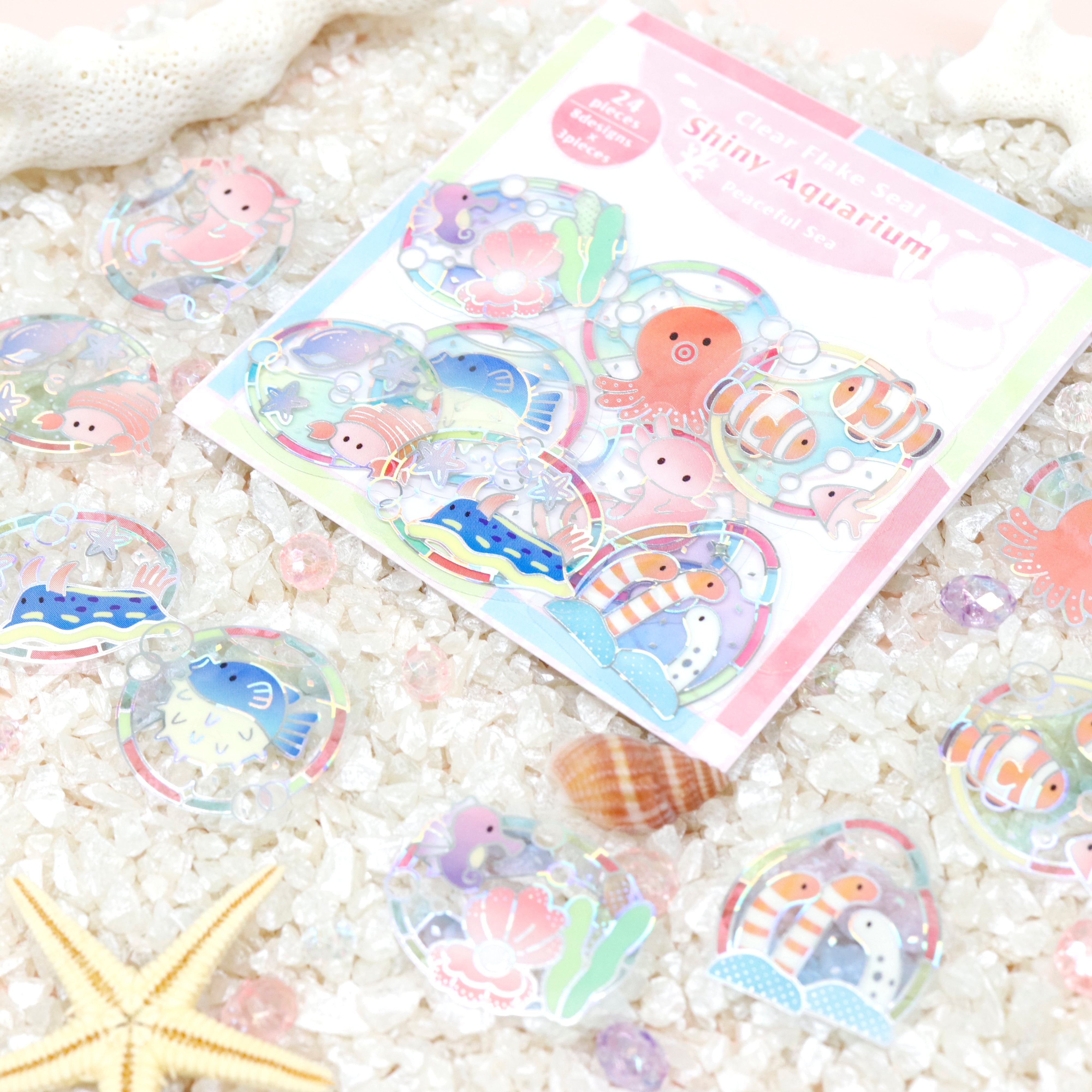 SAIEN☆Shiny Aquarium☆Peaceful Sea☆クリアフレークシール☆Y-0042