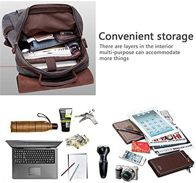 リュック メンズ キャンバスバックパック 牛革 本革レトロデザイン