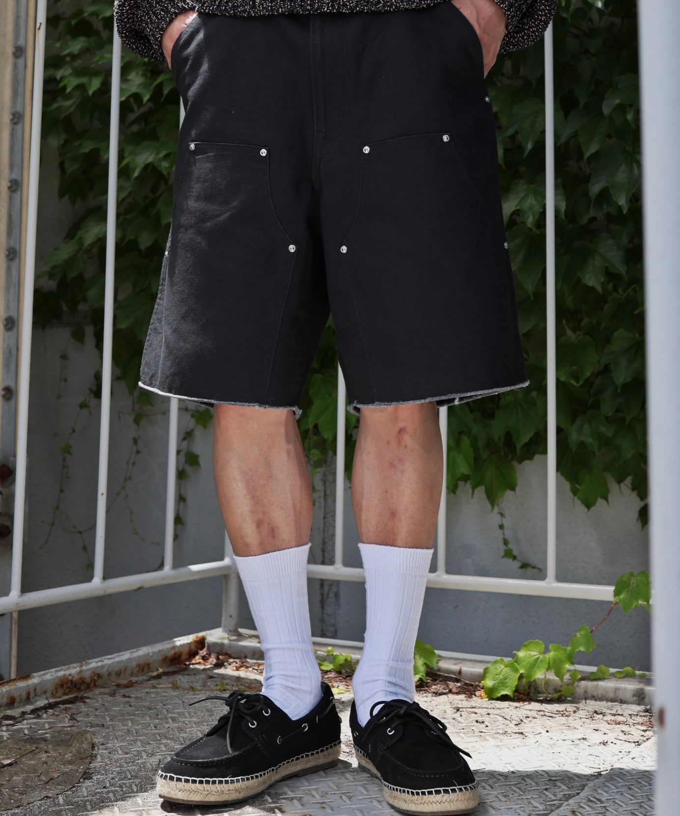 UNUSED / UW1191 DOUBLE KNEE DUCK SHORTS (BLACK) | AfterSchool