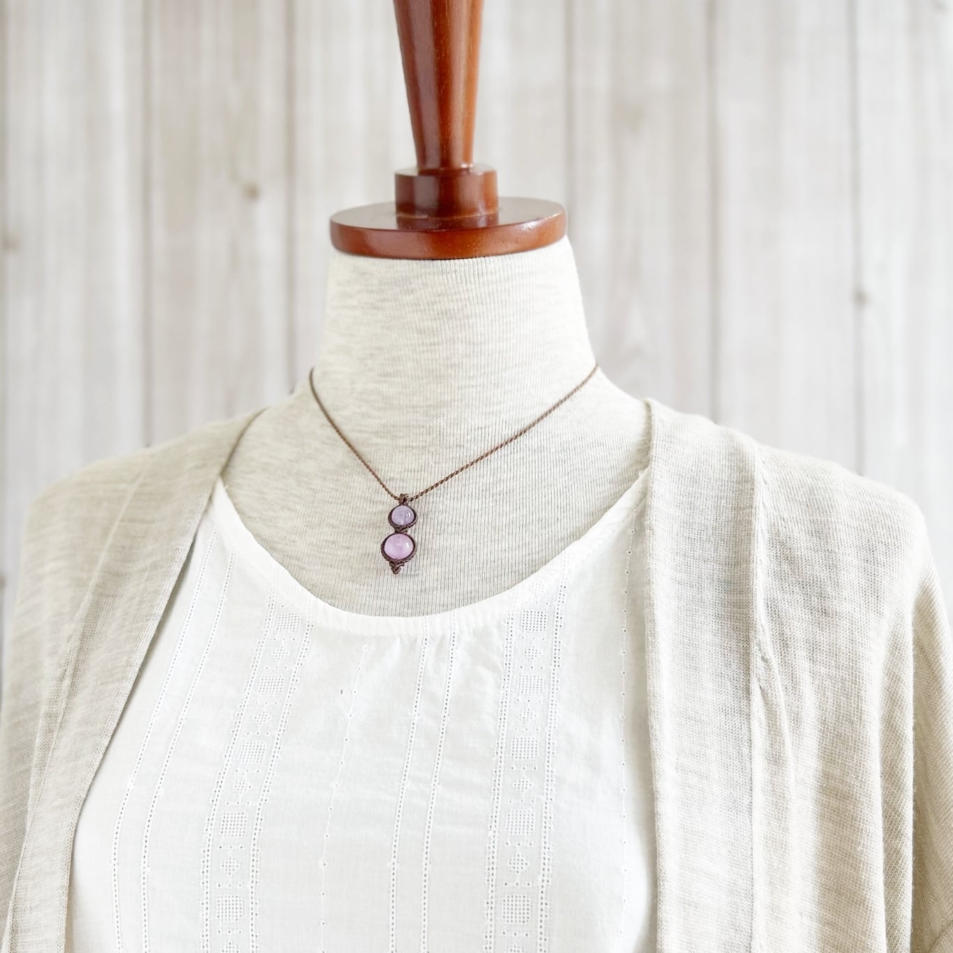 限定】ライトカラーアメジスト8ミリ＋高品質クンツァイト10ミリ玉を