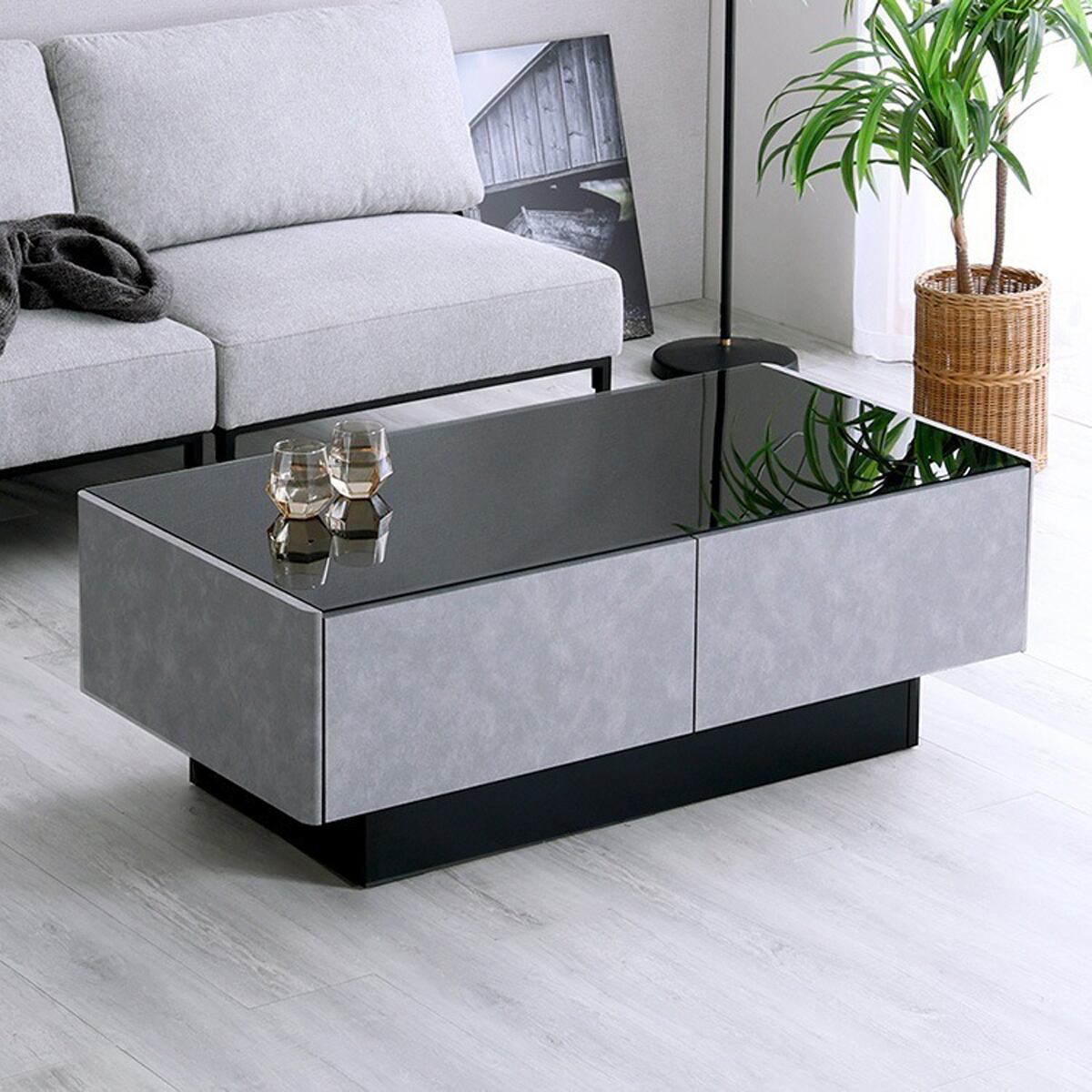 日本製 コンクリート調センターテーブル 120cm幅 【Cray-クレイ-】