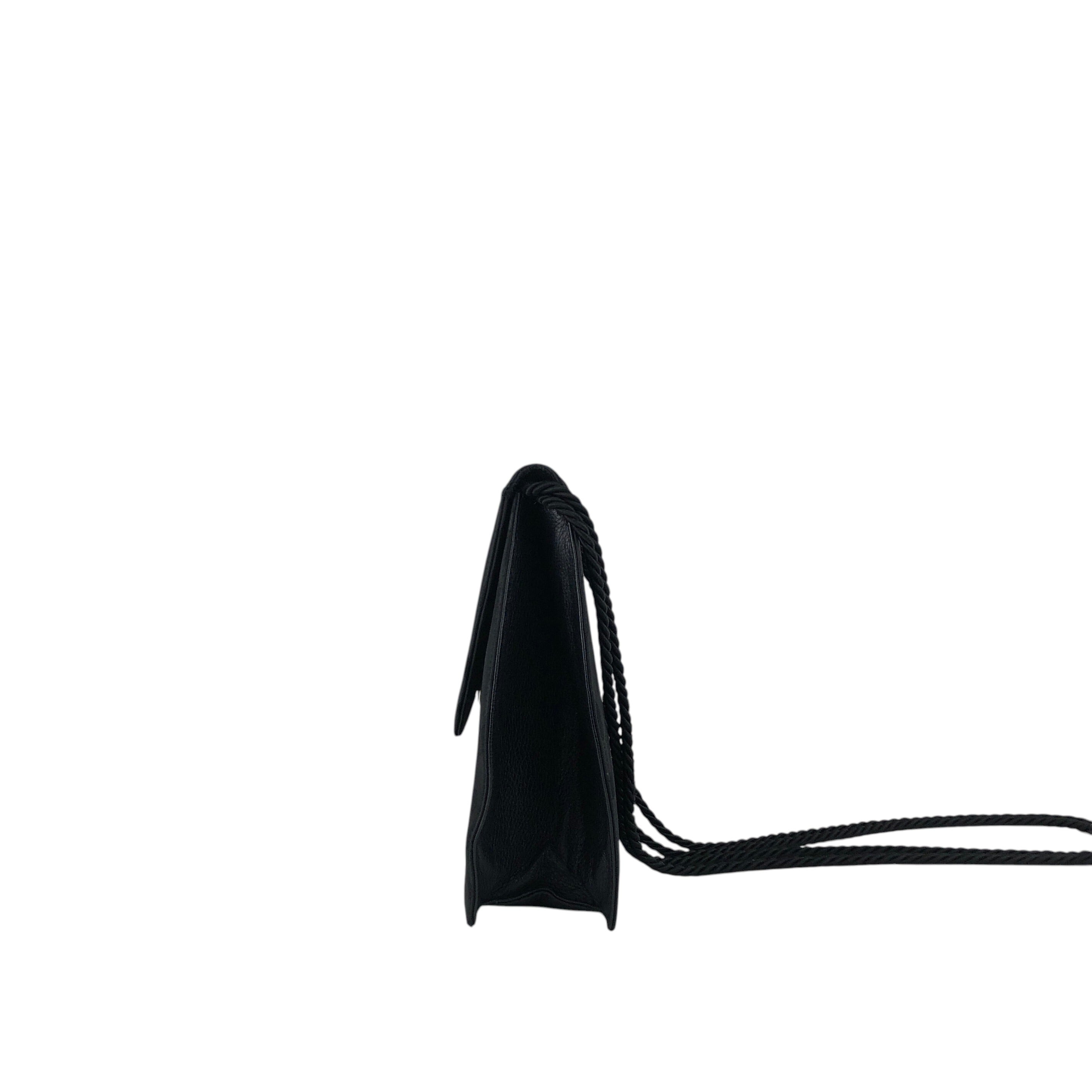 #イヴサンローラン ヴィンテージ 編み込み調 ショルダーバッグ ブラック　S-8 Yves Saint Laurent イヴ・サンローラン ショルダーバッグ ブラック