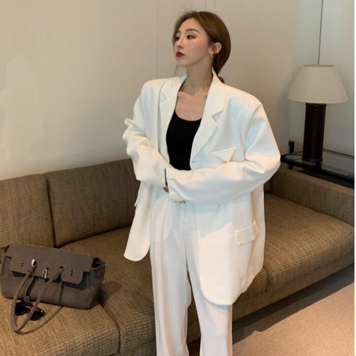 レディーススプリングルーズスタイルカジュアルジャケット ハイウェストウェストワイドレッグ 春物 ワイドパンツ ドラファッションホール94637372736