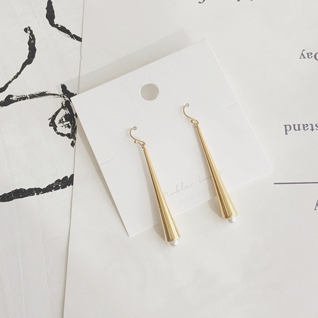 Drop pearl gold earrings T6075