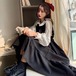 ✞ ♡♥カワイイ♥ブラックAラインワンピース or 丸襟シフォンランタンスリーブ スウィート ✞ゴスロリ SM ミリ 甘ロリ クラロリ 和ロリ エレガント 黒ロリ 姫ロリ 華ロリ BB-BB74497828530