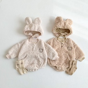 【BABY】冬新作　もこもこベアロンパース