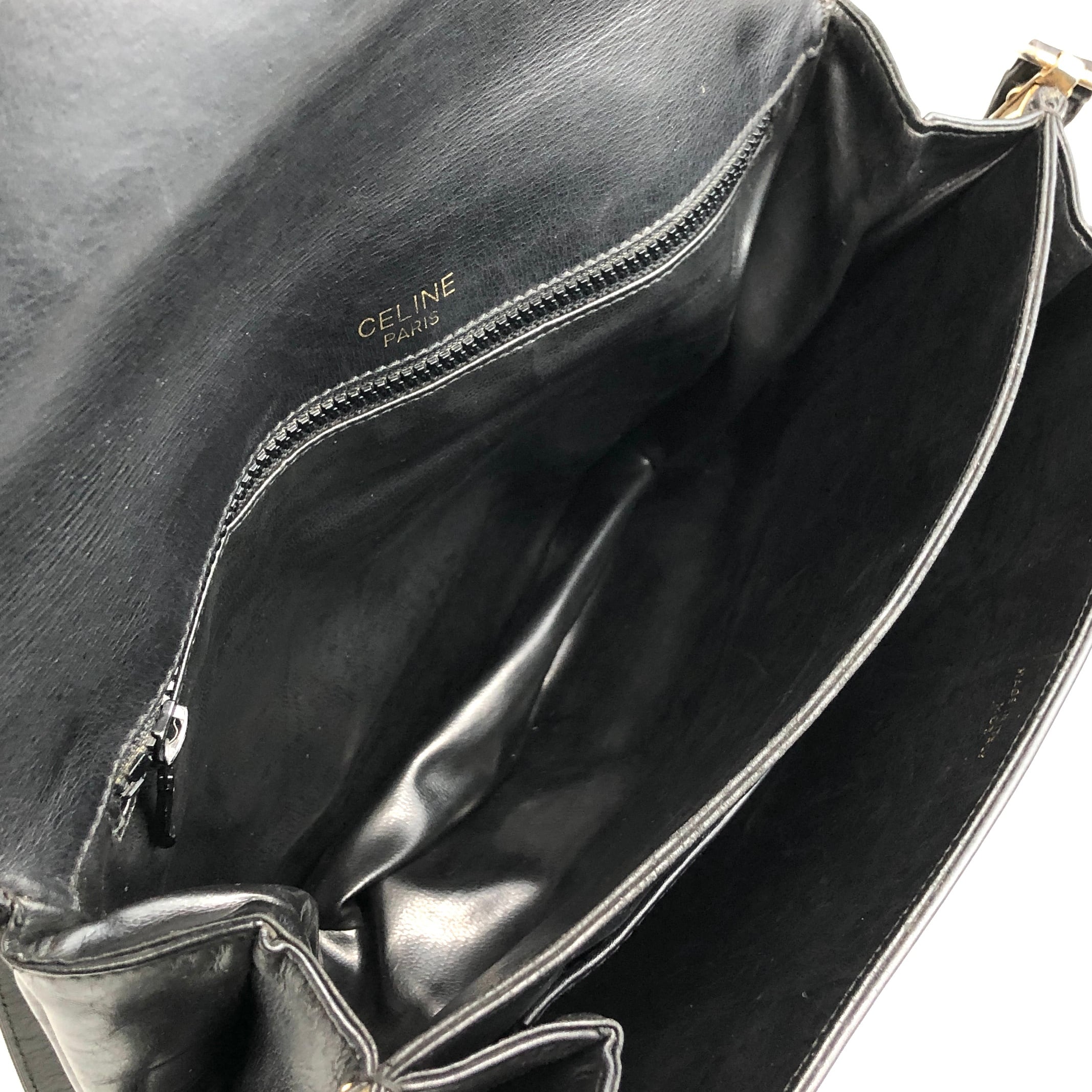 CELINE セリーヌ ショルダーバッグ ブラック ブラゾン レザー フラップ