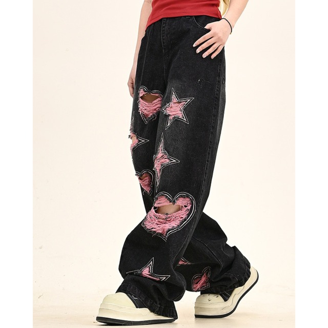 motif distressed denim　モチーフダメージデニム　J0795