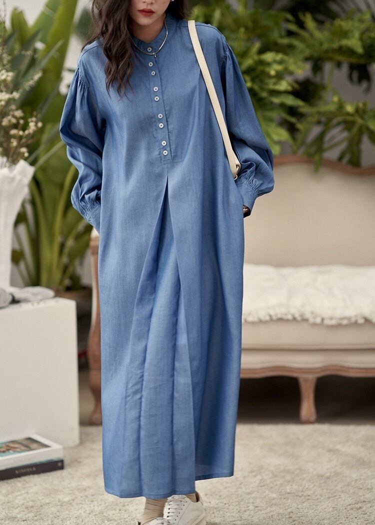 Flared Denim Long Onepiece 647 Entire