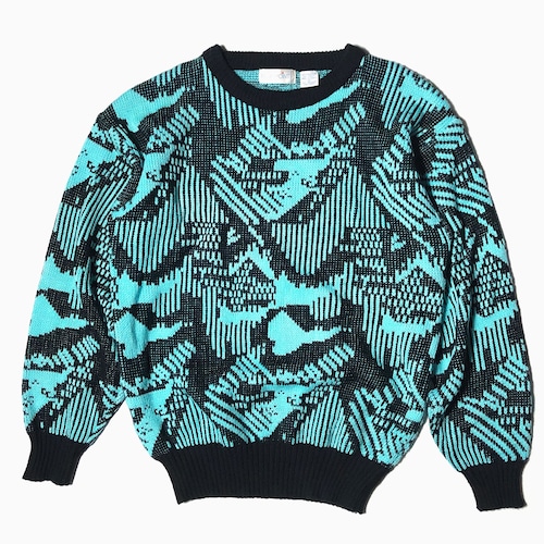 Vintage 80's【BLUE POINT】Patterned Knit Sweater