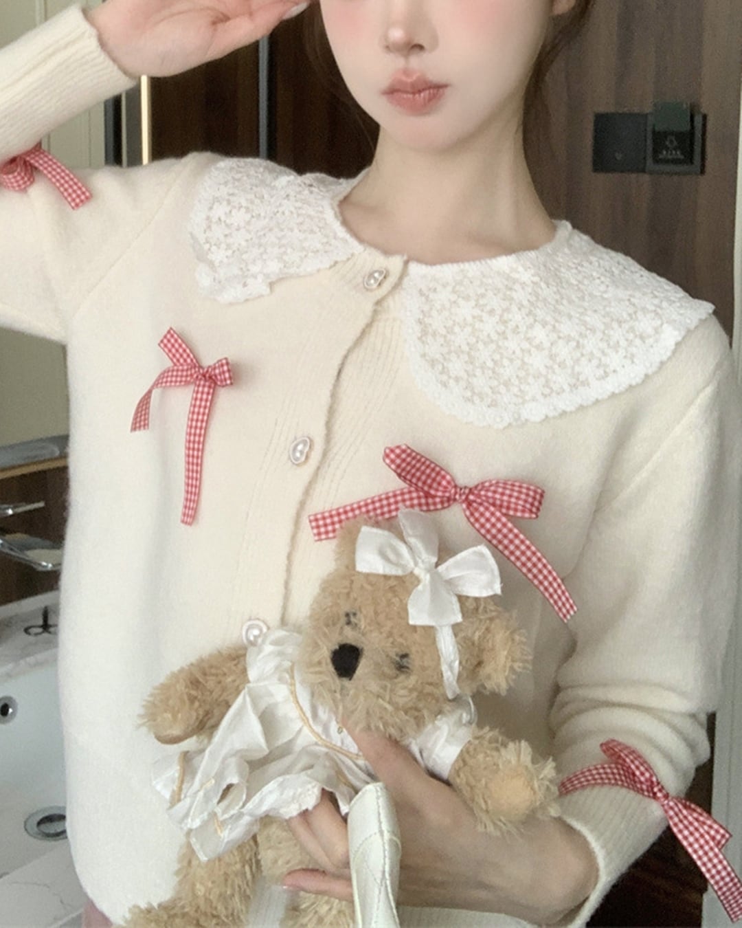 デザインリボンニットカーディガン(2 colors) 24WP10057