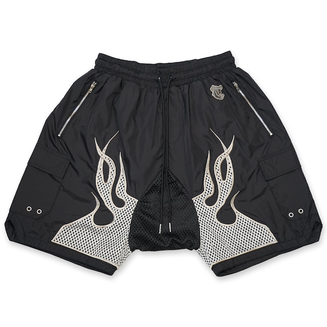 T.C.R FLAME SARUEL NYLON SHORTS - BLACK / GRAY