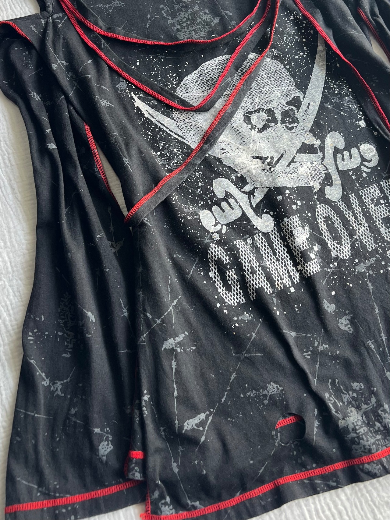 "Blood Storm" Skull Damaged Long Sleeve Tops