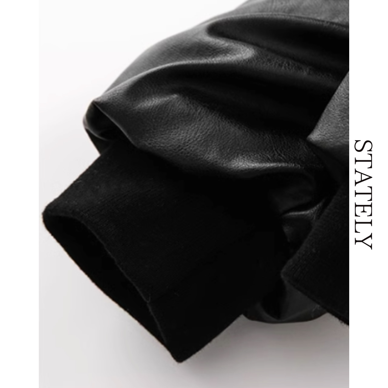 PUレザー フーディーレイヤード ブルゾン _O32・画像4