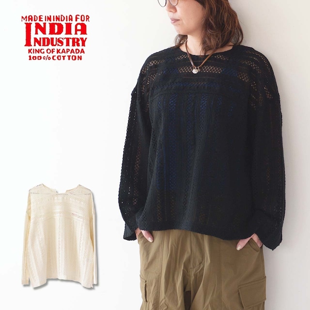 INDIA INDUSTRY [インディアインダストリー] W LACE P.O. SHIRT [ND-B0220RSP] レース プルオーバーシャツ・総レース・レースシャツ・レースプルオーバー・プルオーバーシャツ・LADY'S [2024SS]