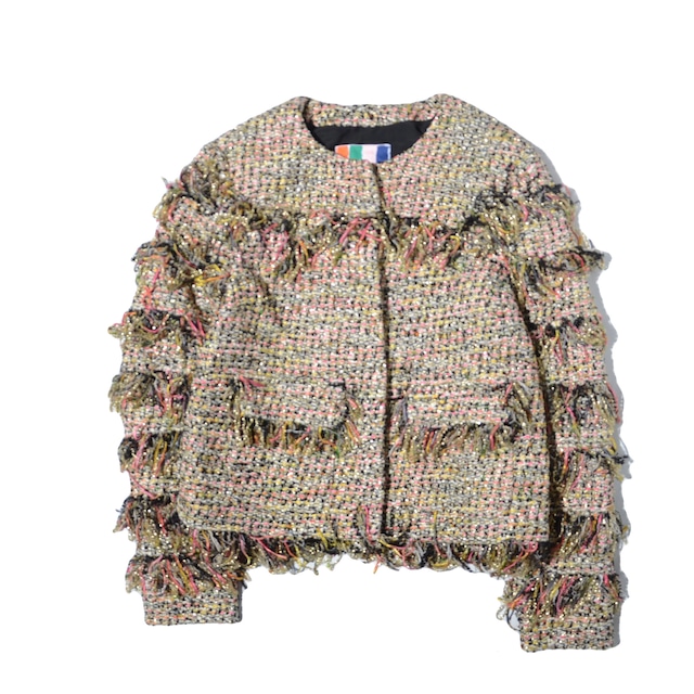 MSGM   metalic  tweed  collarless  jacket