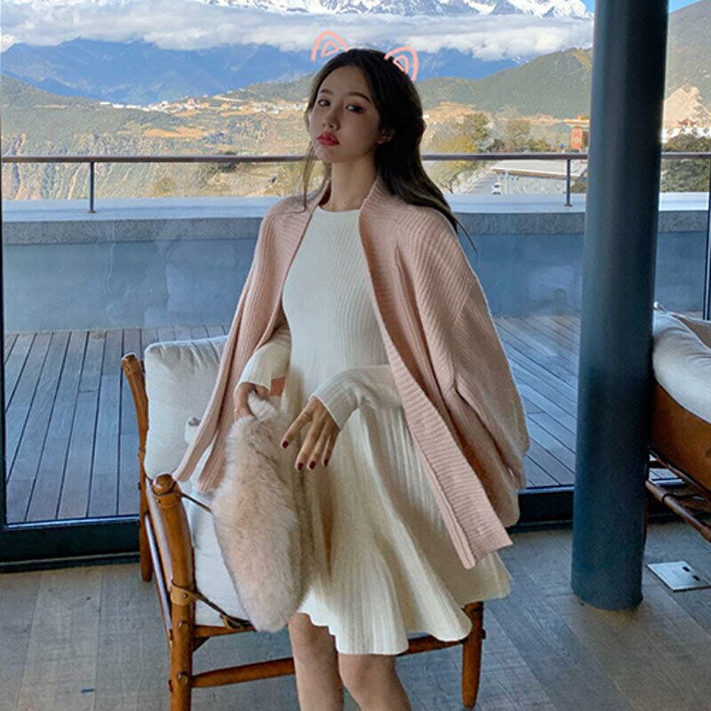 スプリングオータムニットカーディガンルーズセーター ジャケット 長袖スリーブトップス ロング 春物 秋物 萌量不足57001432999