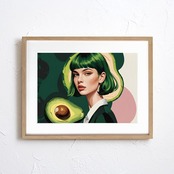 Avocado Girl｜ポップでシュールなアボカド×女性アートポスター｜遊び心と洗練が共存するデザイン｜A4ポスター