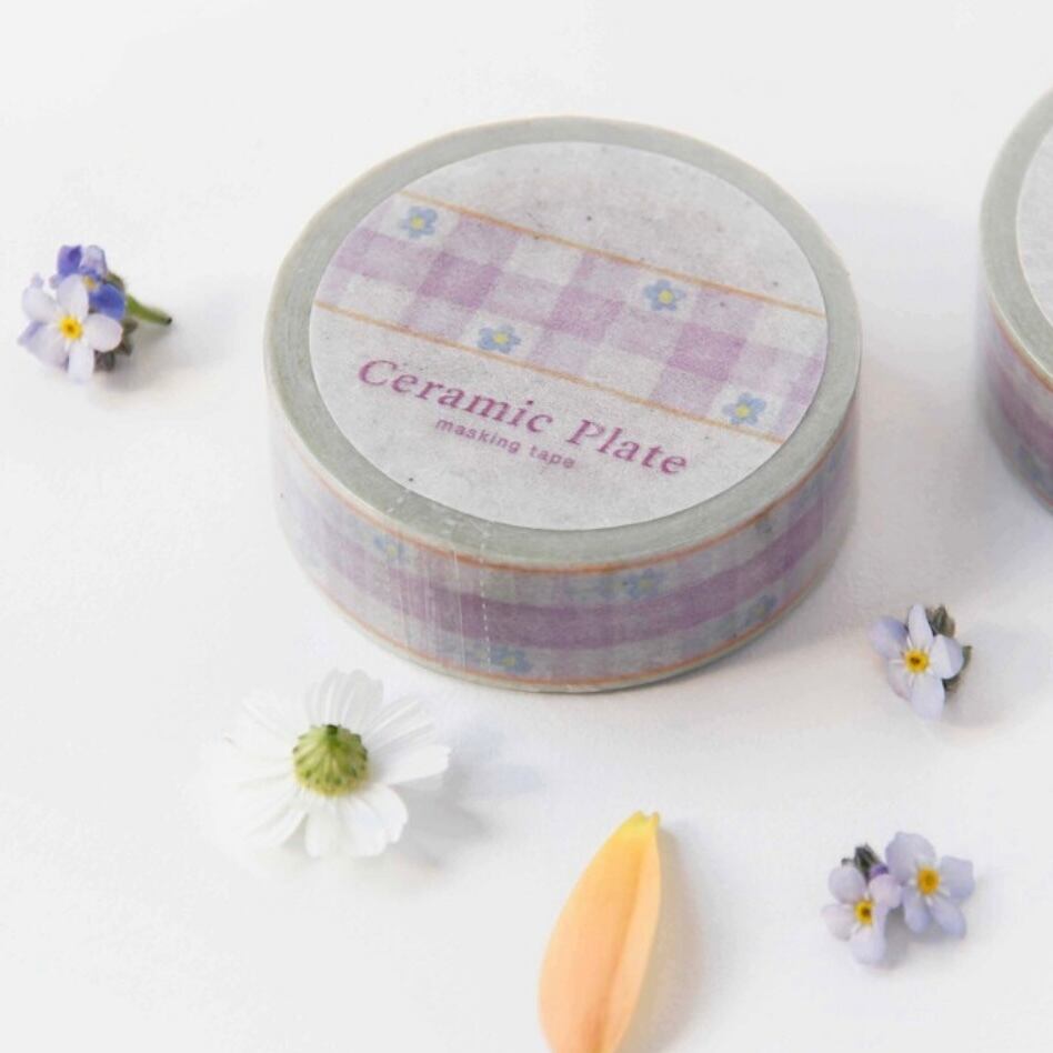 Ceramic Plate Masking Tape Gingham Flower 1 マスキングテープ チェック柄 花柄 マステ 韓国文具 韓国シール Boki 韓国文房具 雑貨 La Violette Ceramic Plate Masking Tape Gingham Flower 1 マスキングテープ チェック柄 花柄 マステ 韓国文具 韓国シール Boki 韓国文房具 雑貨 La Violette