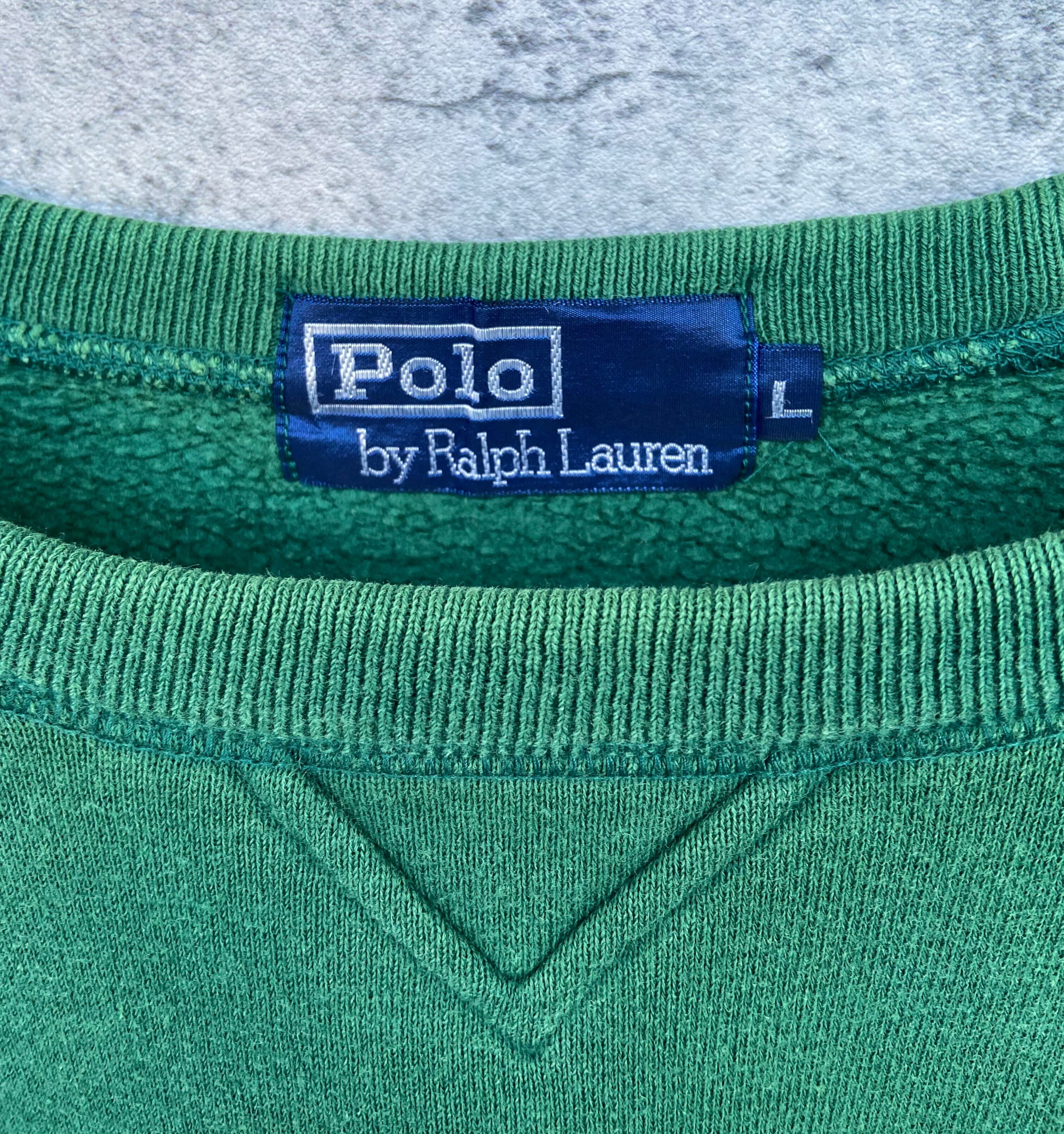 90s POLO Ralph Lauren ポロラルフローレン 刺繍 スウェット 緑 L ...