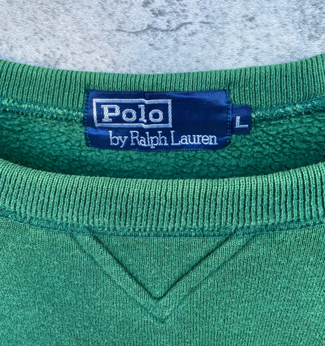 90s POLO Ralph Lauren ポロラルフローレン 刺繍 スウェット 緑 L 