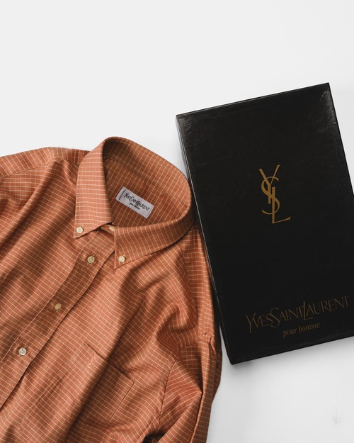 [1990s] "Yves Saint Laurent pour homme" Brushed Cotton BD Shirt (Made in Italy / Deadstock)